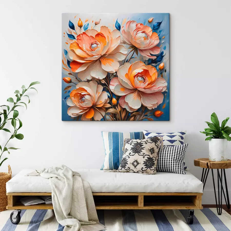 carta da parati Fiori su sfondo blu nr. s42709