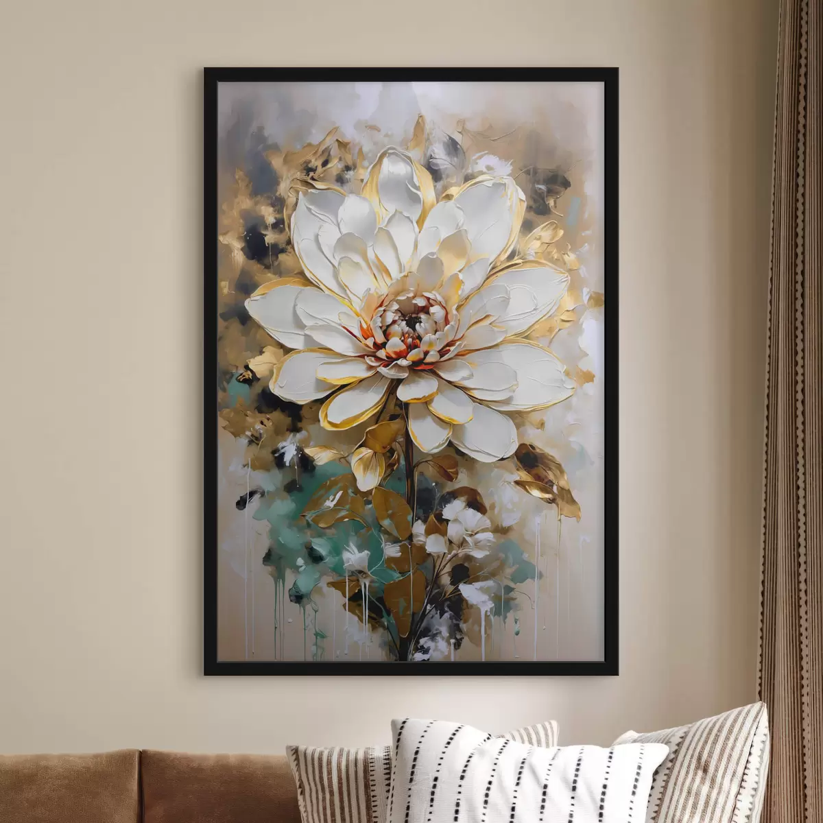 Poster Fiore astratto con schizzi di vernice sullo sfondo f42707