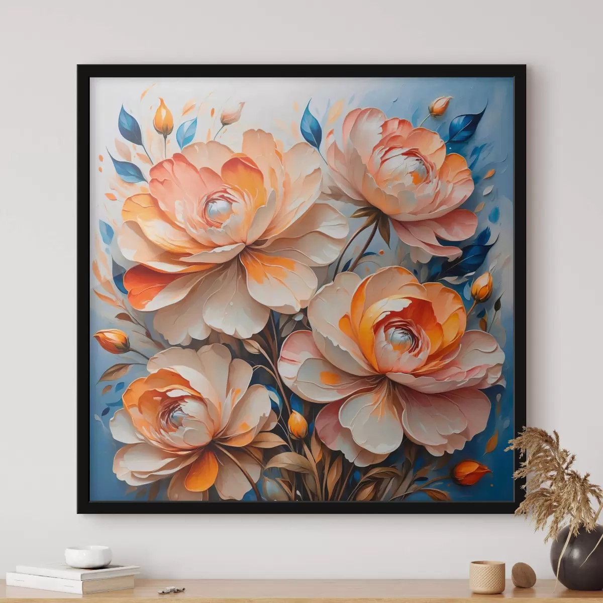 Poster Fiori su sfondo blu f42709