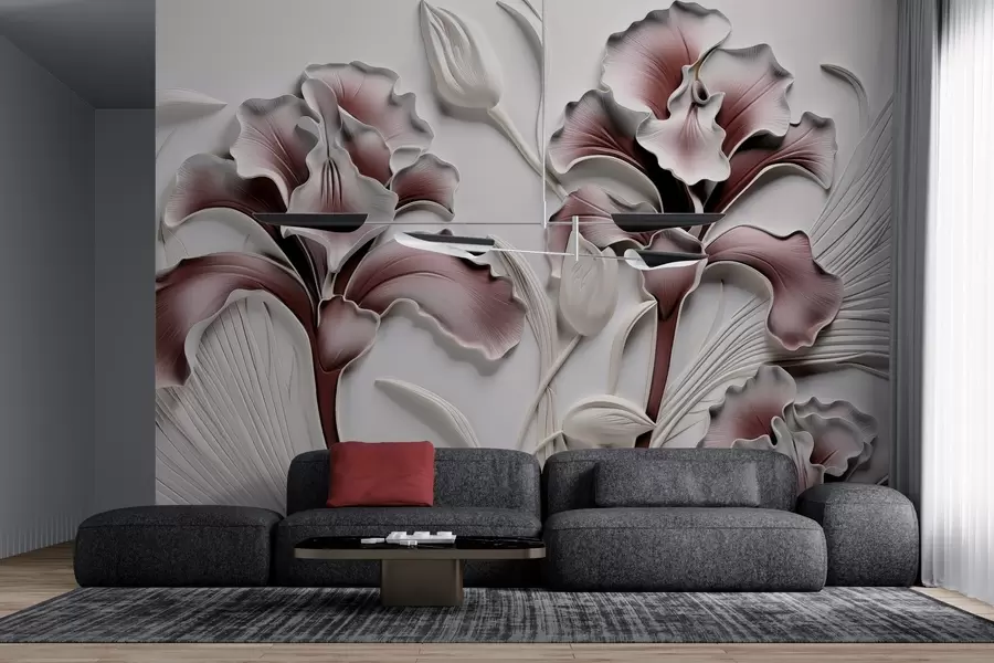 Carta da parati Floreale Scolpitura volumetrica delle iridi n. w02970v1