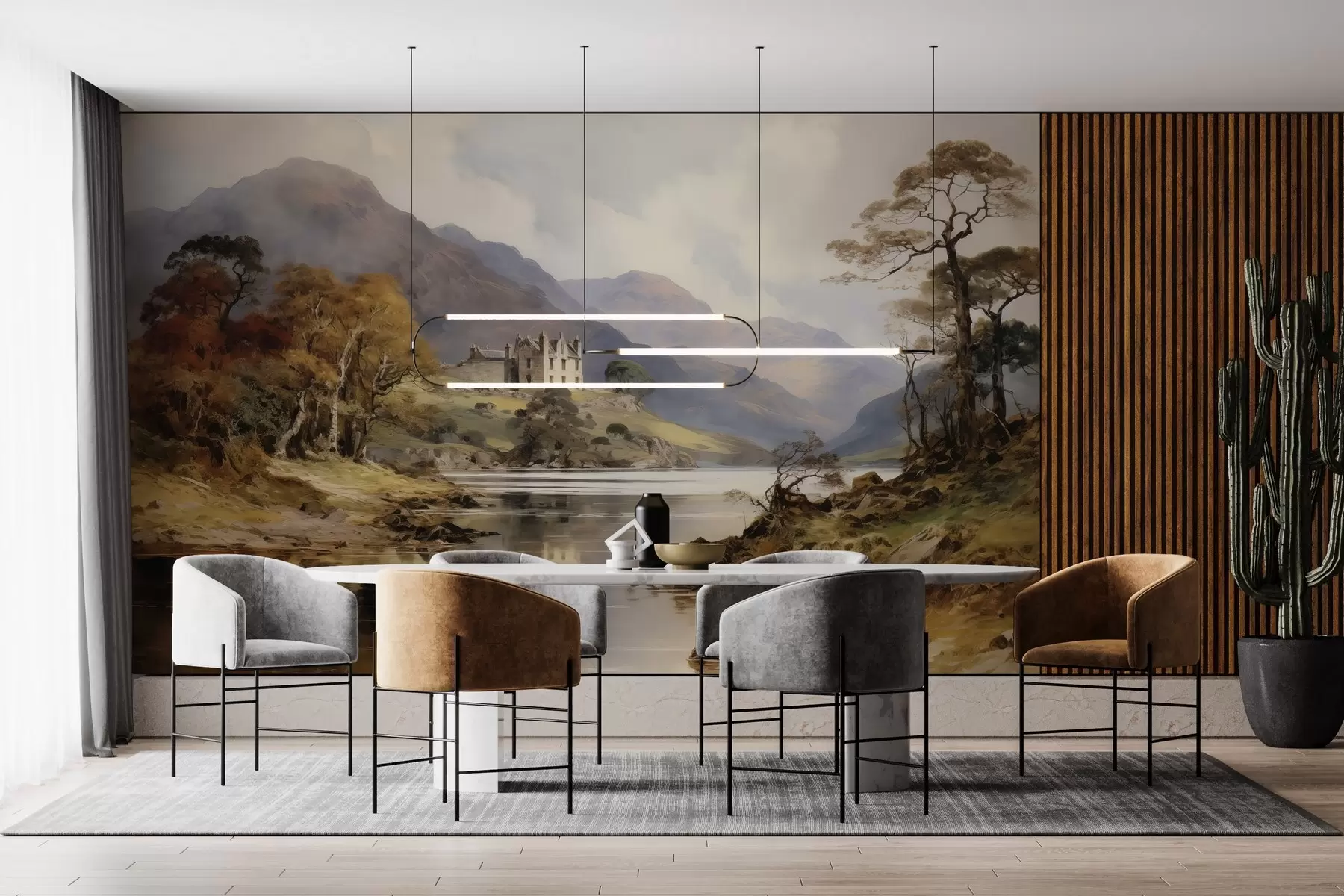 Carta da parati nature Veduta acquerellata di montagne 