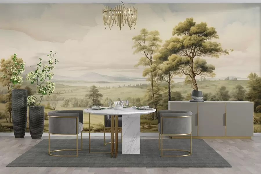 Carta da parati nature Paesaggio moderno ad acquerello 