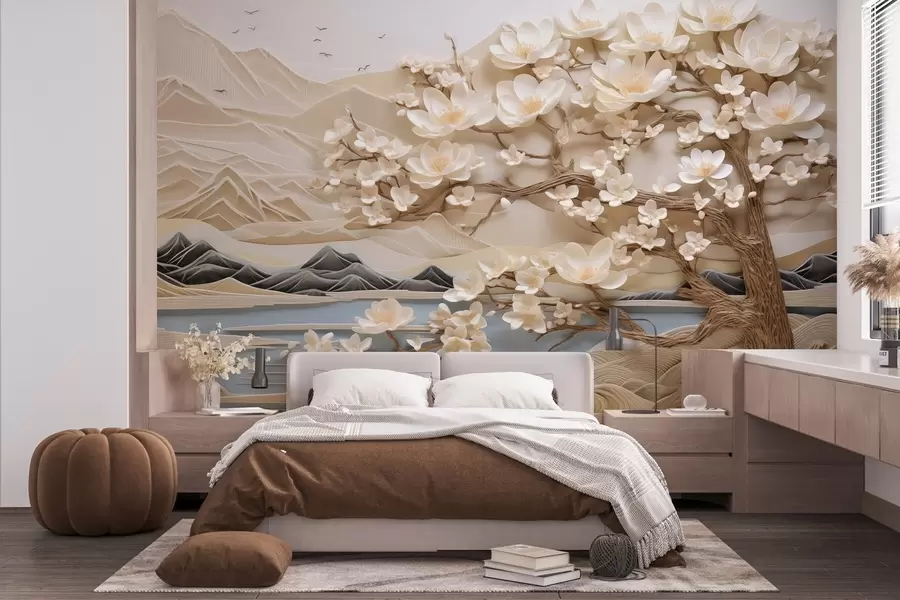 Carta da parati Floreale Foresta astratta sul fiume n. w02981