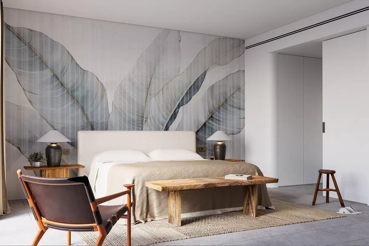 carta da parati Grandi foglie sulla parete nr. w02982