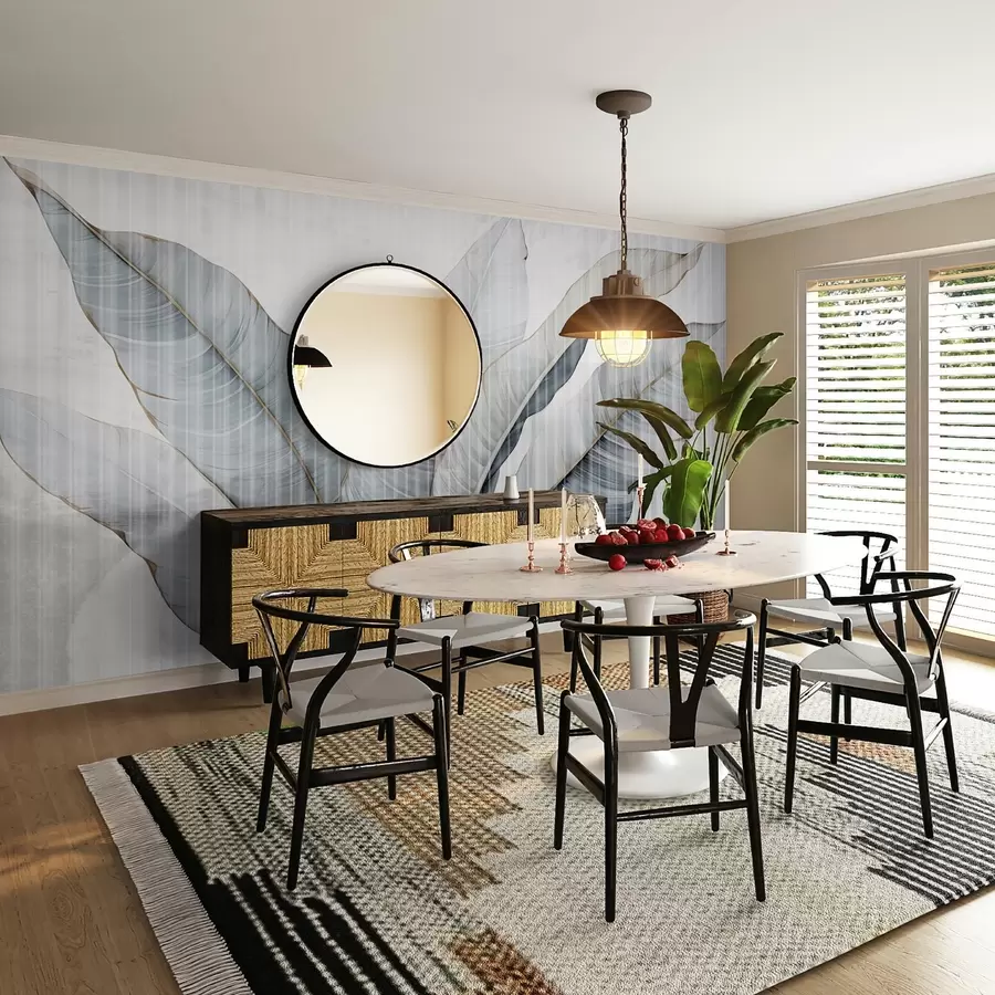 carta da parati Grandi foglie sulla parete nr. w02982