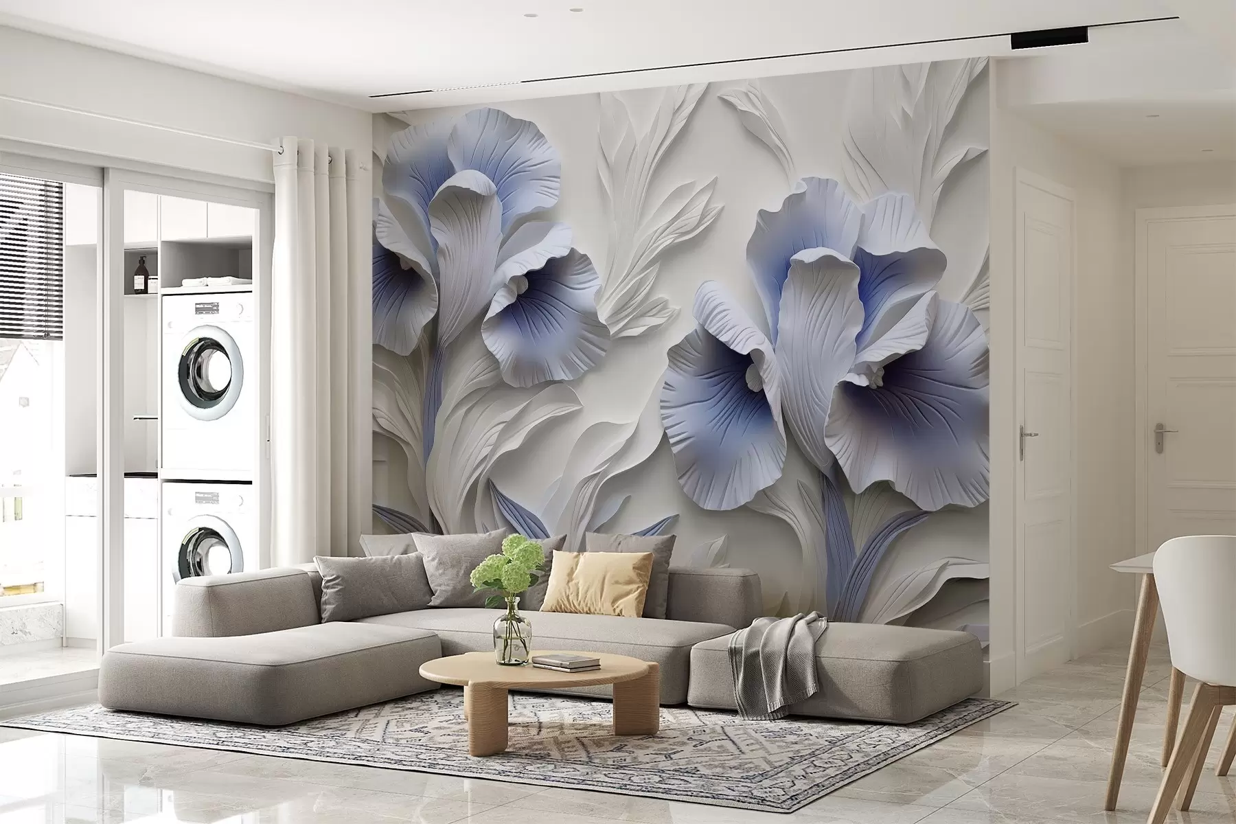 Carta da parati Fiori grandi Iris di gesso n. w02983