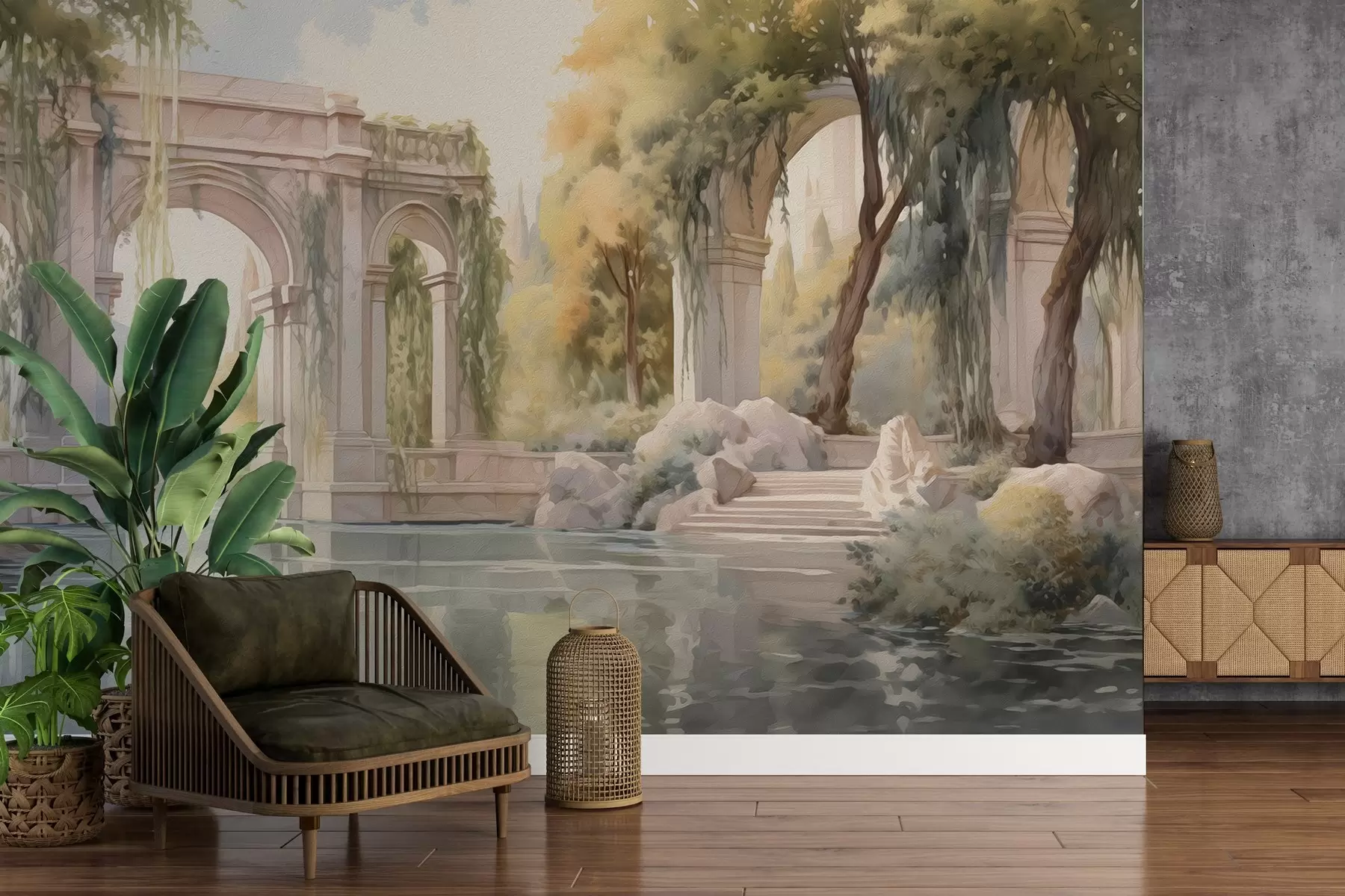 Carta da parati nature Paesaggio dipinto ad olio 