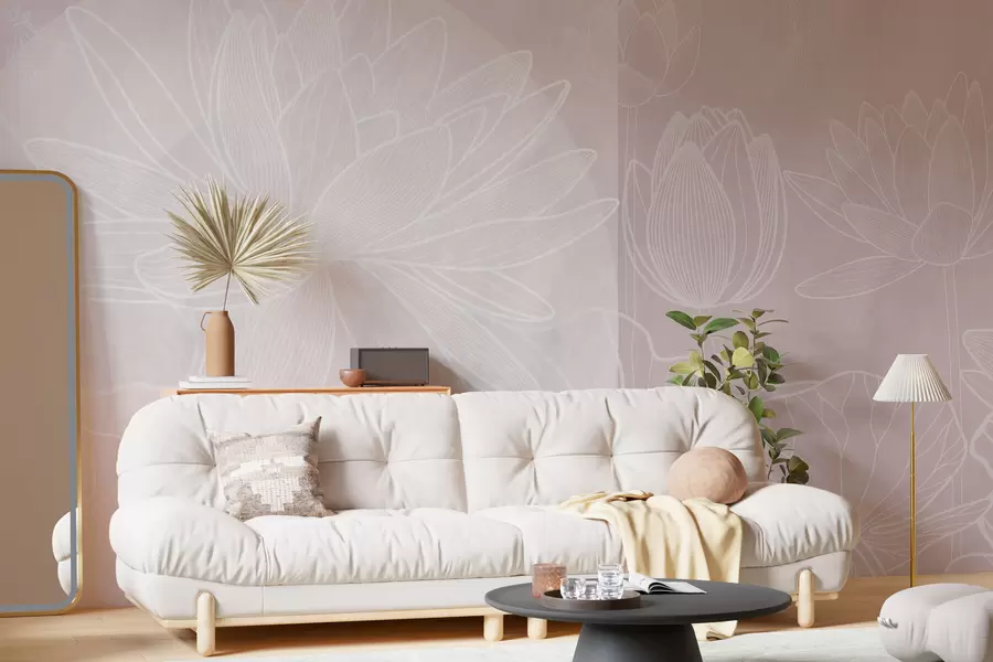 Carta da parati Floreale Fiori di loto e geometria n. w03005v2