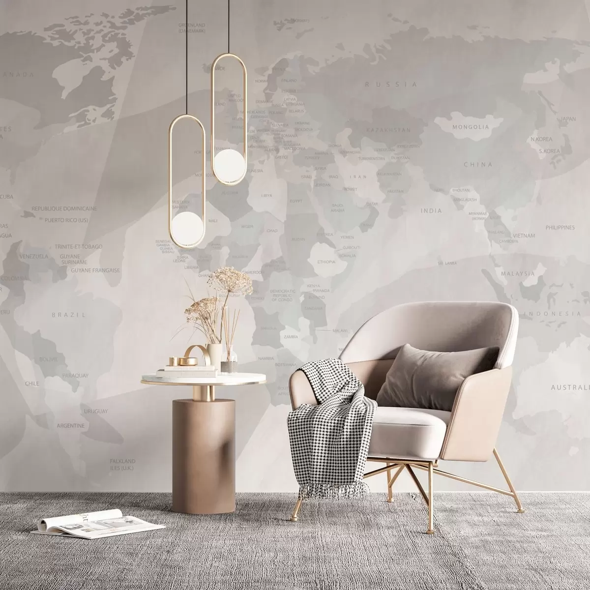 carta da parati Mappa del mondo e geometria nr. w03007