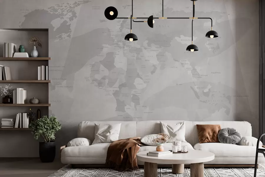 carta da parati Mappa del mondo geometria delle balene nr. w03007v1