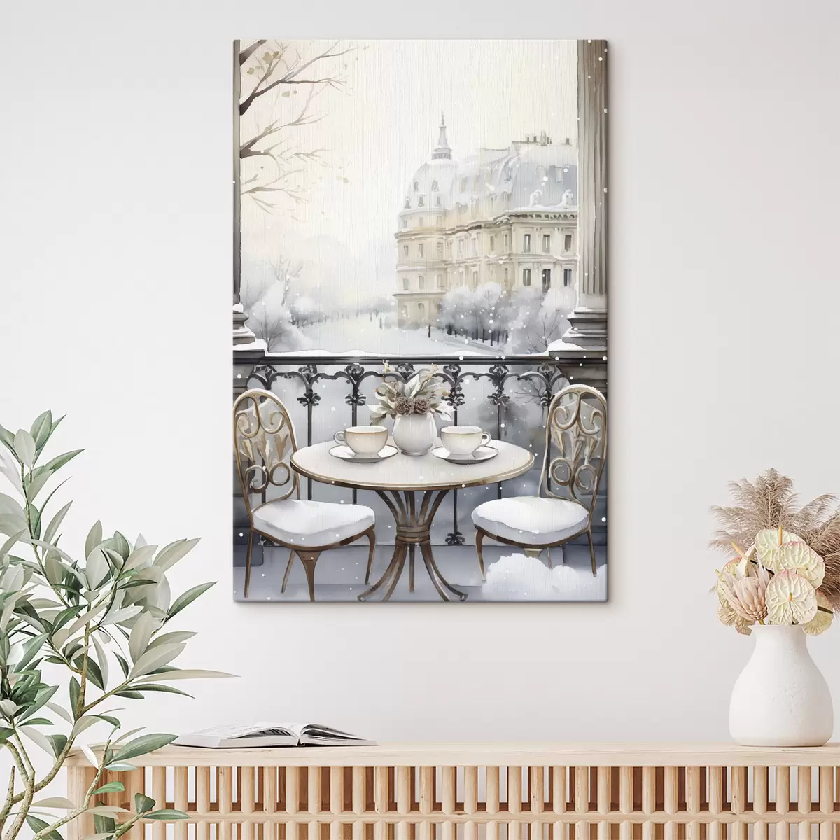 carta da parati Bel caffè, tazze di tè, stile bohémien, acquerello, estetica invernale  nr. s42796