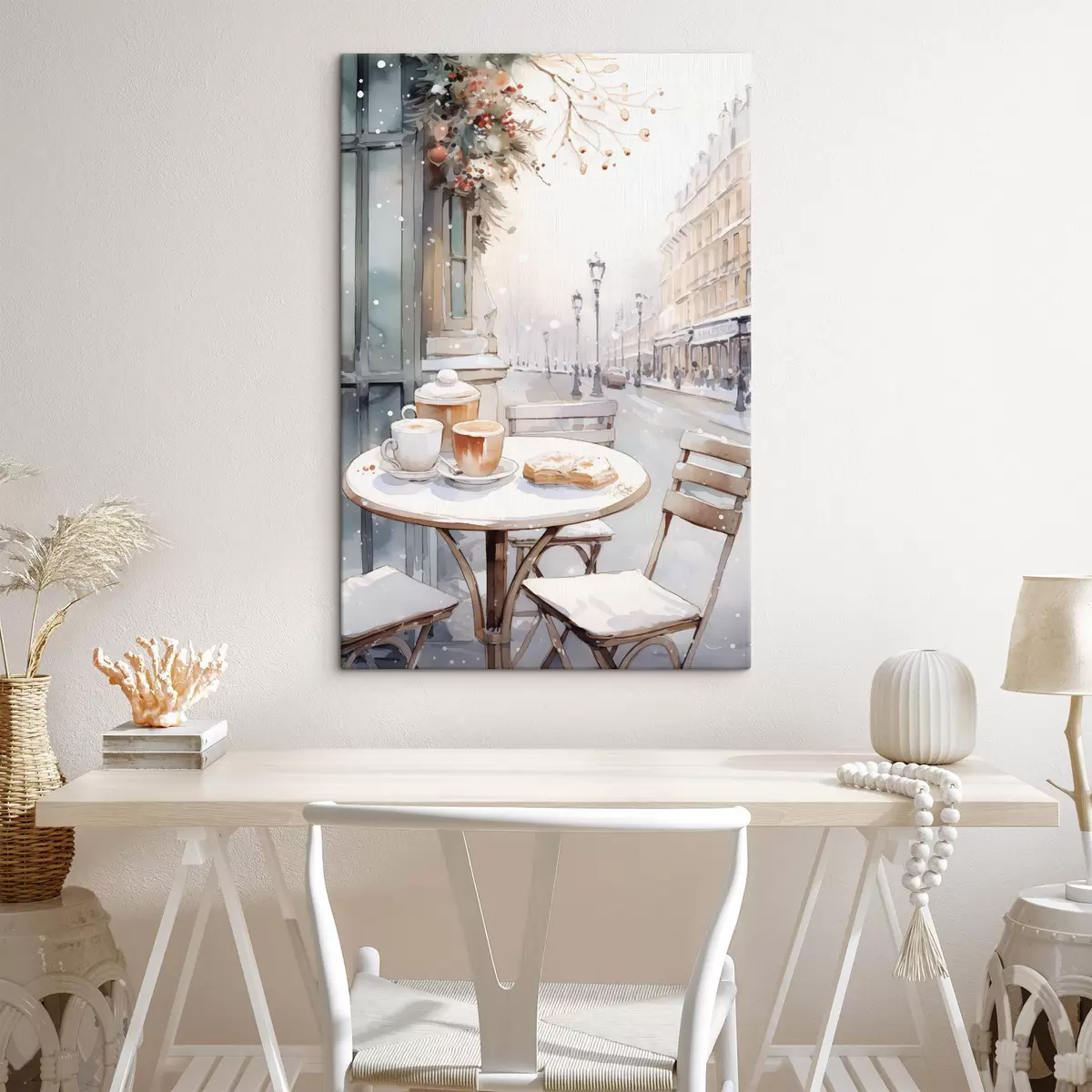 carta da parati Caffè di strada estetico, Francia, panetteria fresca, disegno in stile acquerello nr. s42798