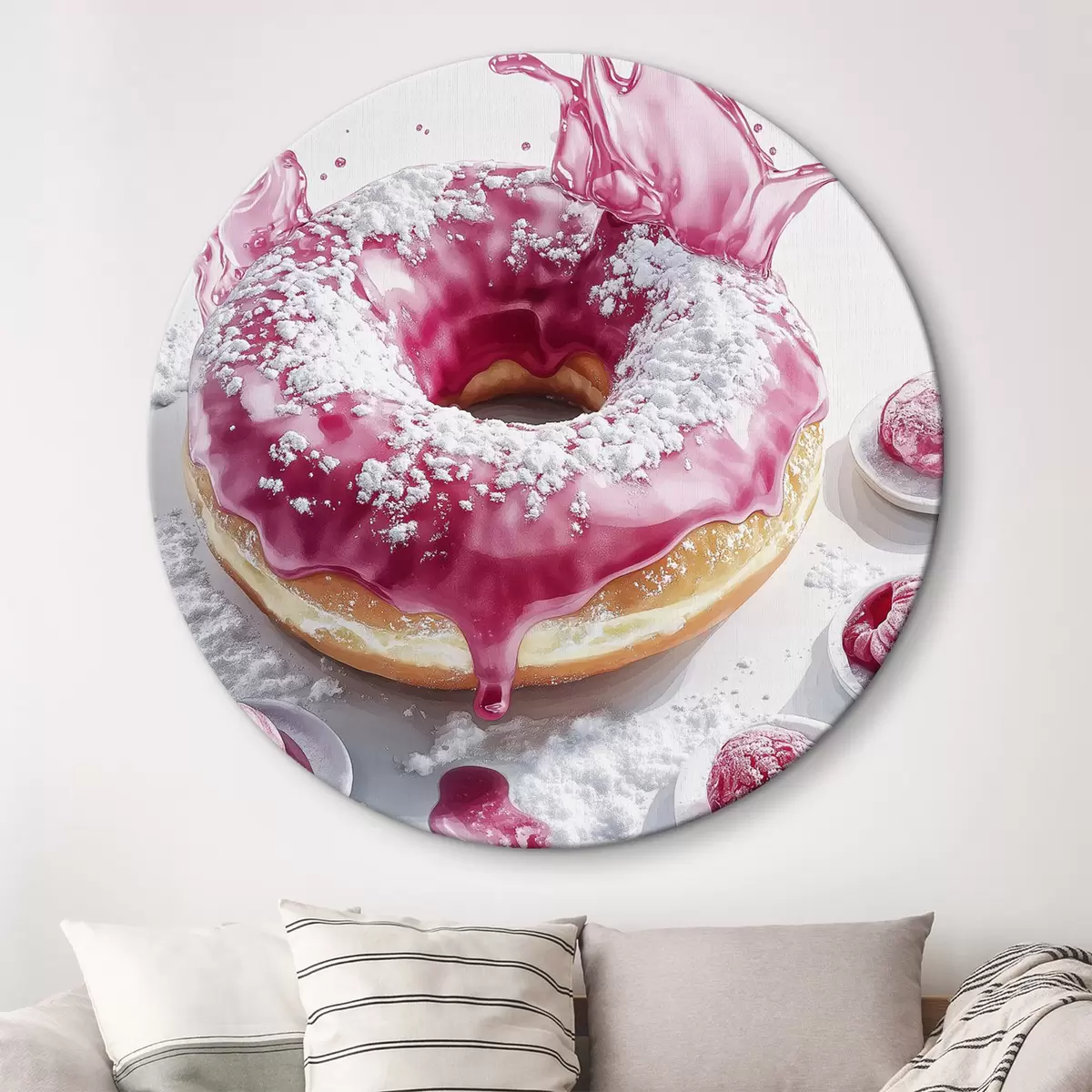 Quadri rotondi Ciambella realistica con frutti di bosco e glassa rosa r42790