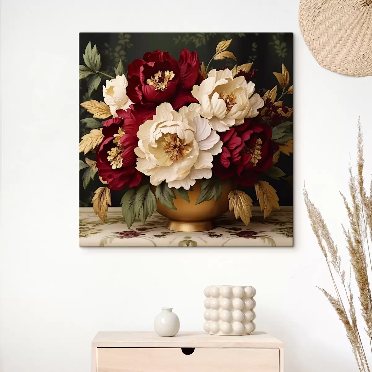 carta da parati Peonie bianche e rosse in vaso nr. s42820