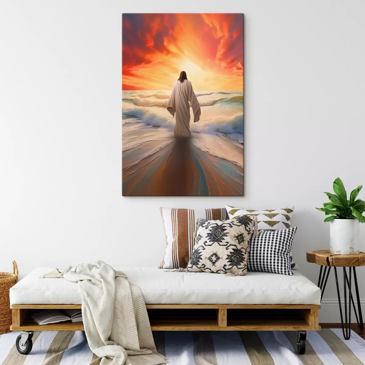 carta da parati Uomo vicino all'acqua sullo sfondo del tramonto nr. s42824