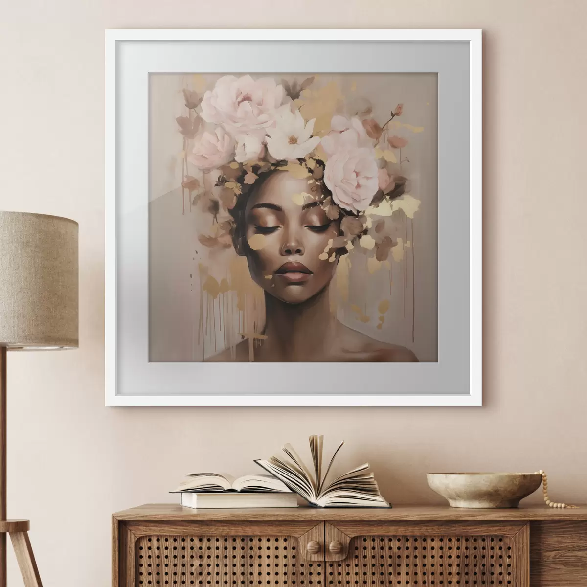 Poster Ragazza con corona di fiori f42814