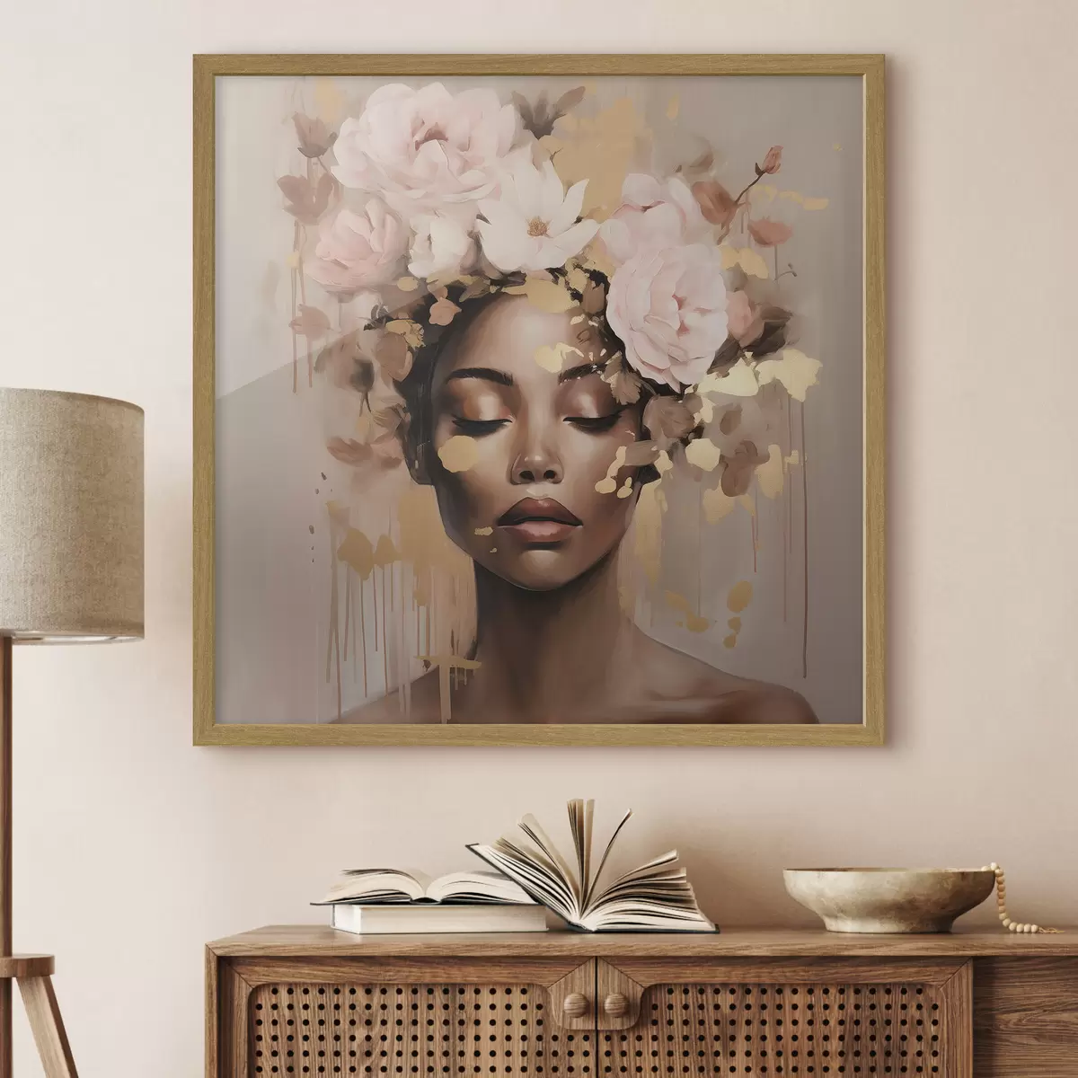 Poster Ragazza con corona di fiori f42814