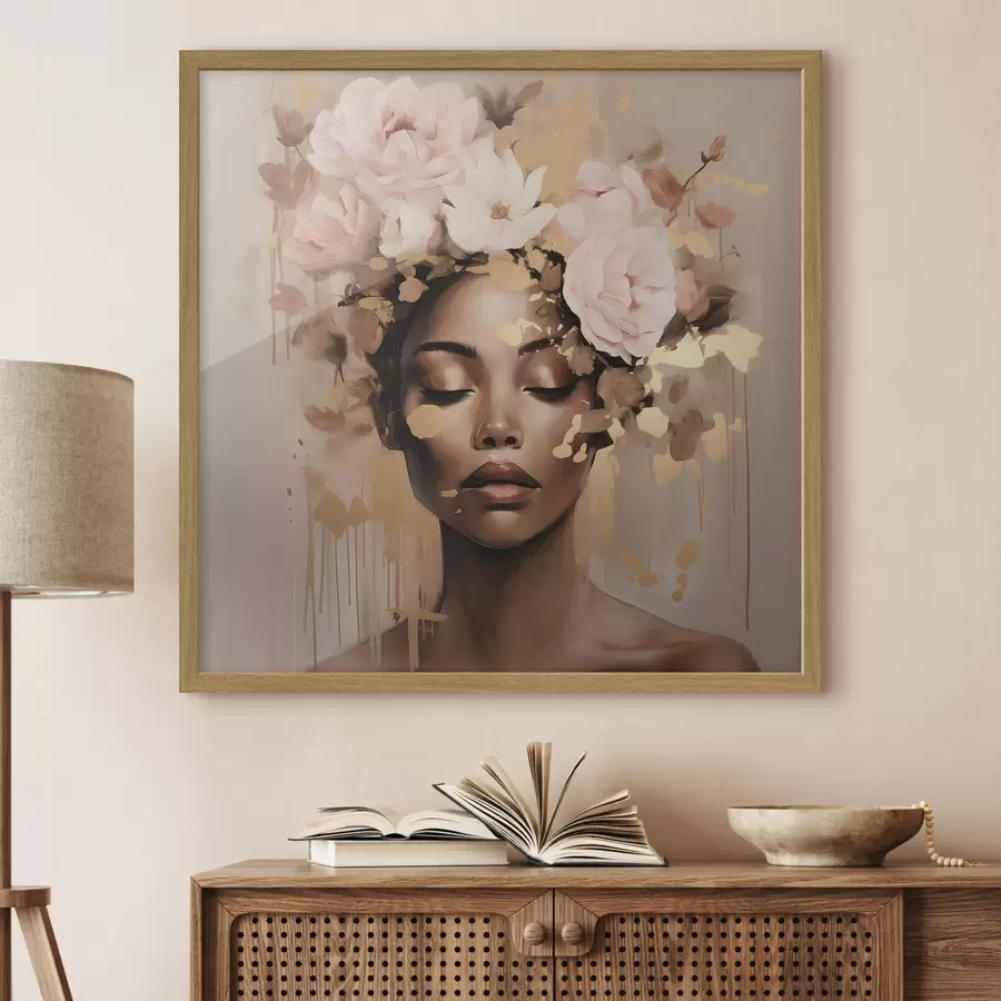 carta da parati Ragazza con corona di fiori nr. f42814
