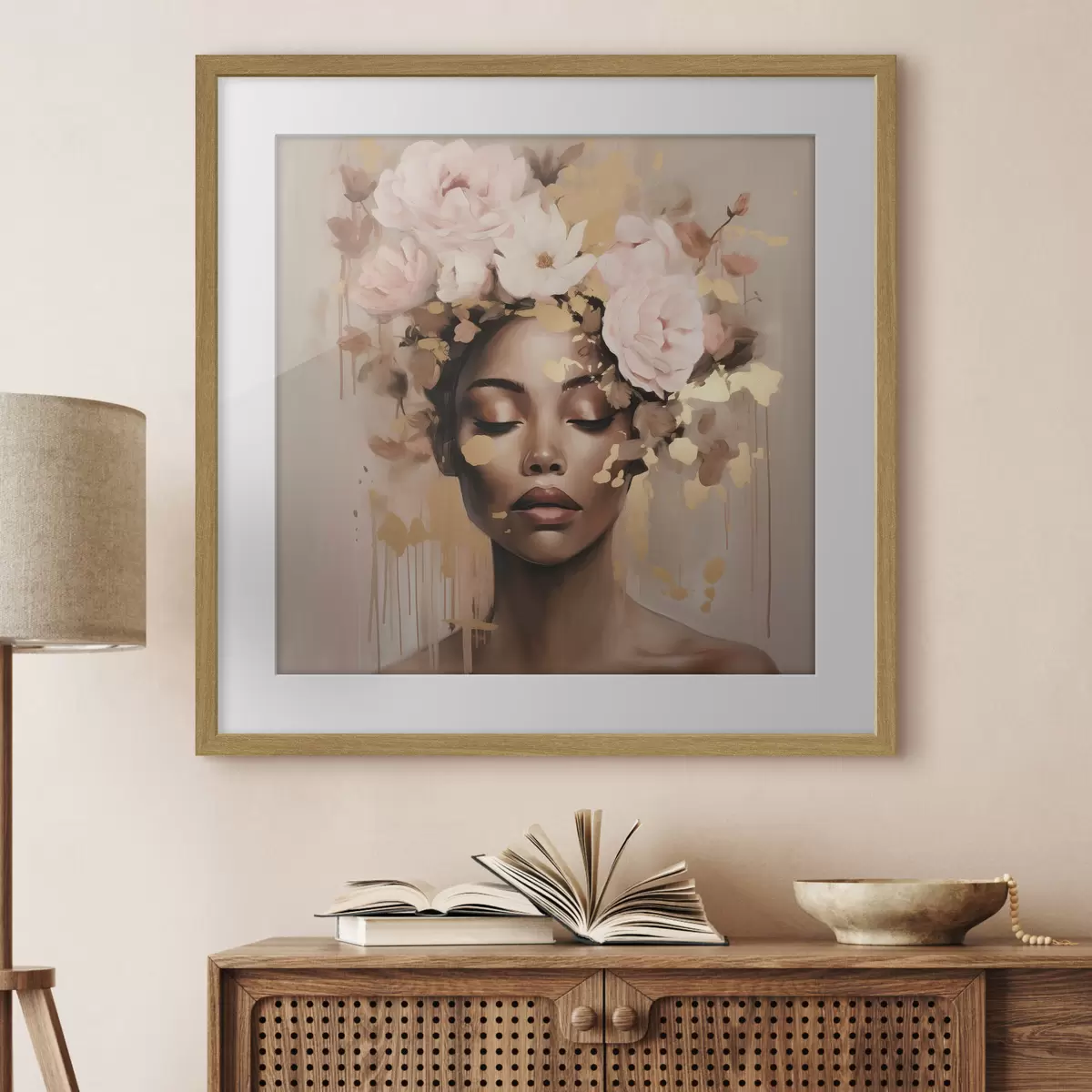 Poster Ragazza con corona di fiori f42814