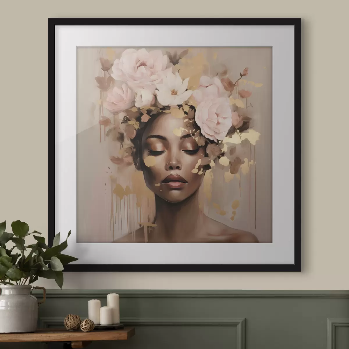 Poster Ragazza con corona di fiori f42814