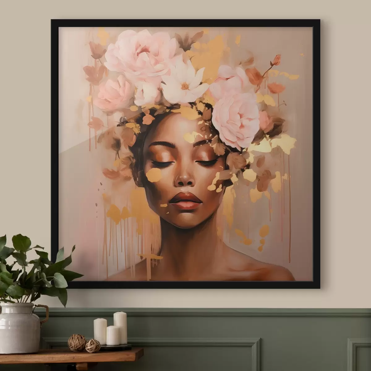 Poster Ragazza con corona di fiori f42814