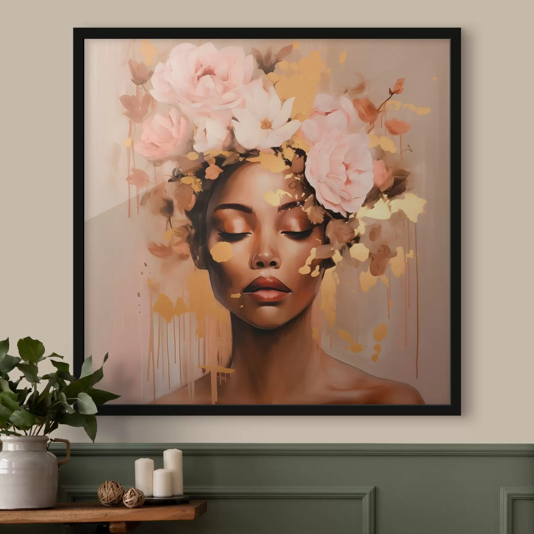 carta da parati Ragazza con corona di fiori nr. f42814