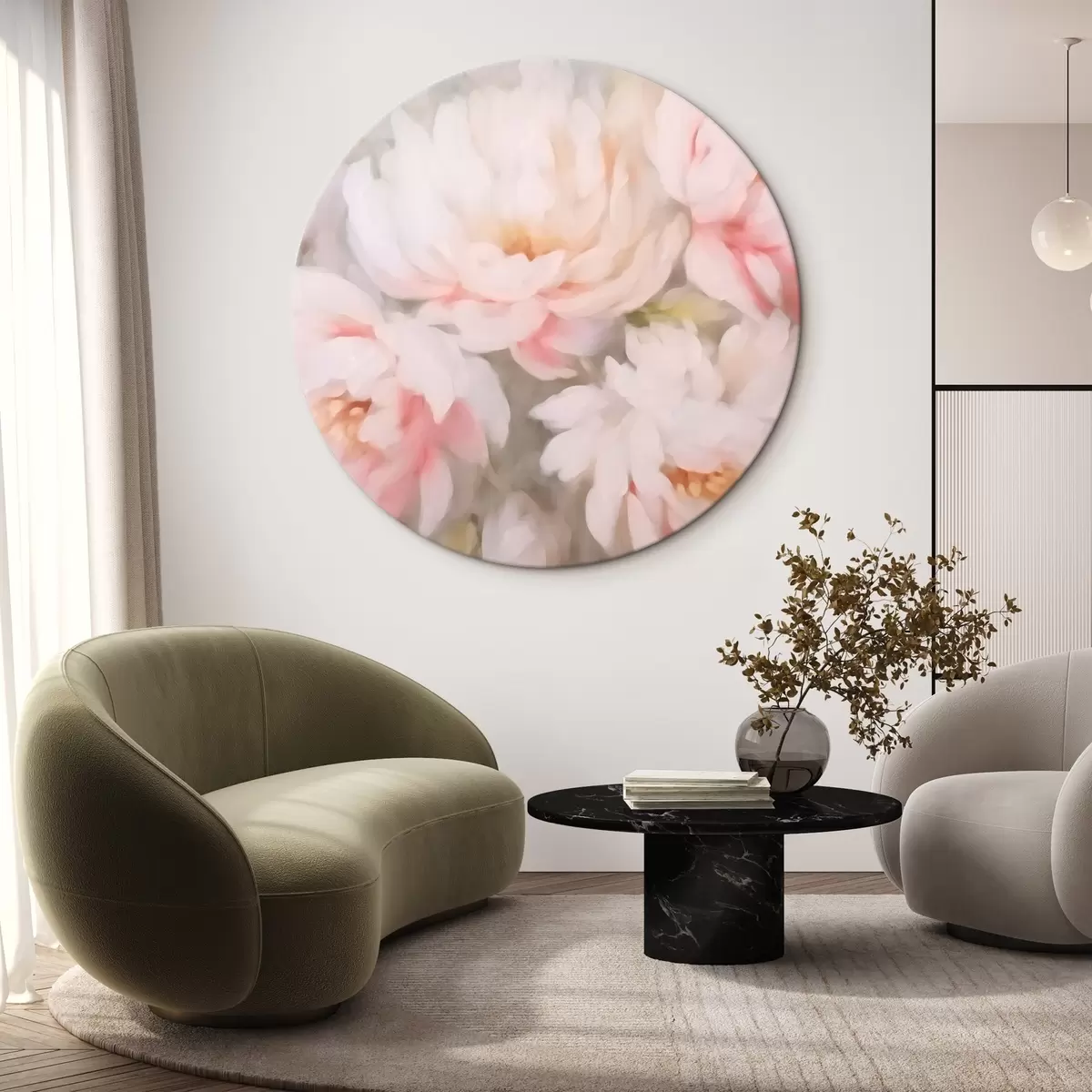 Quadri rotondi Peonie sfocate r42812