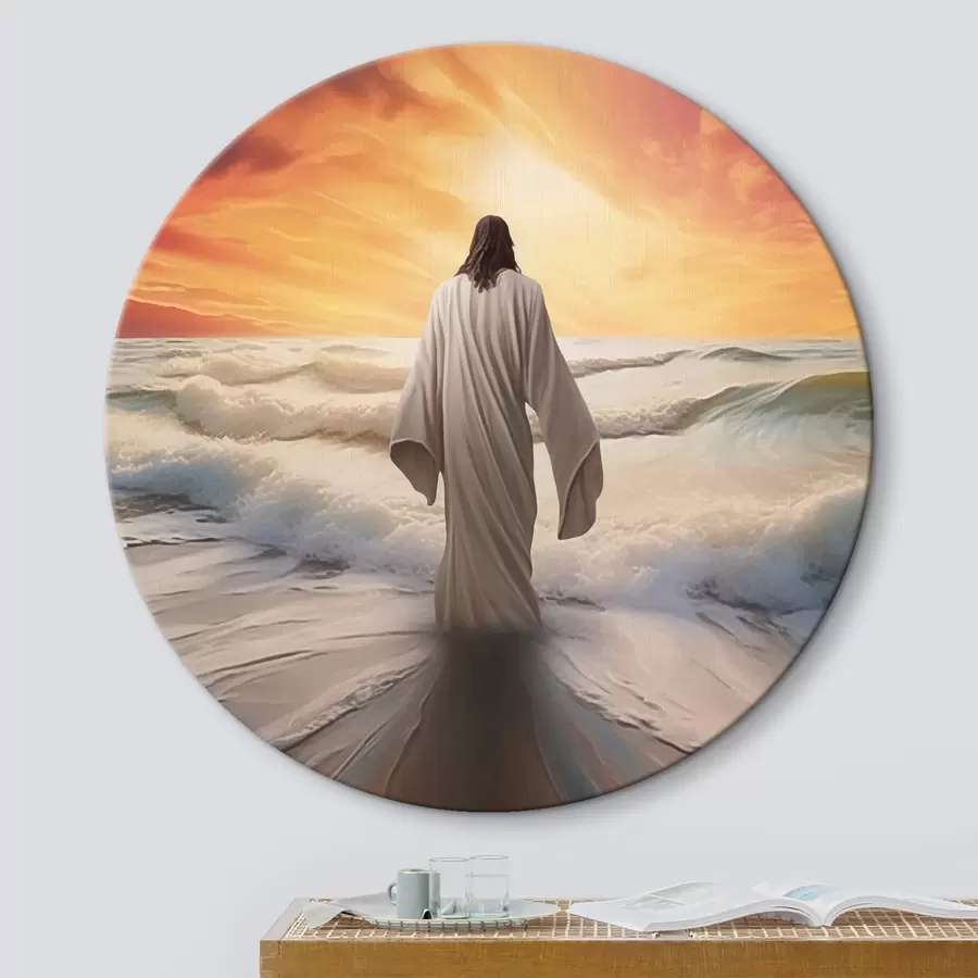 carta da parati Uomo vicino all'acqua sullo sfondo del tramonto nr. r42824