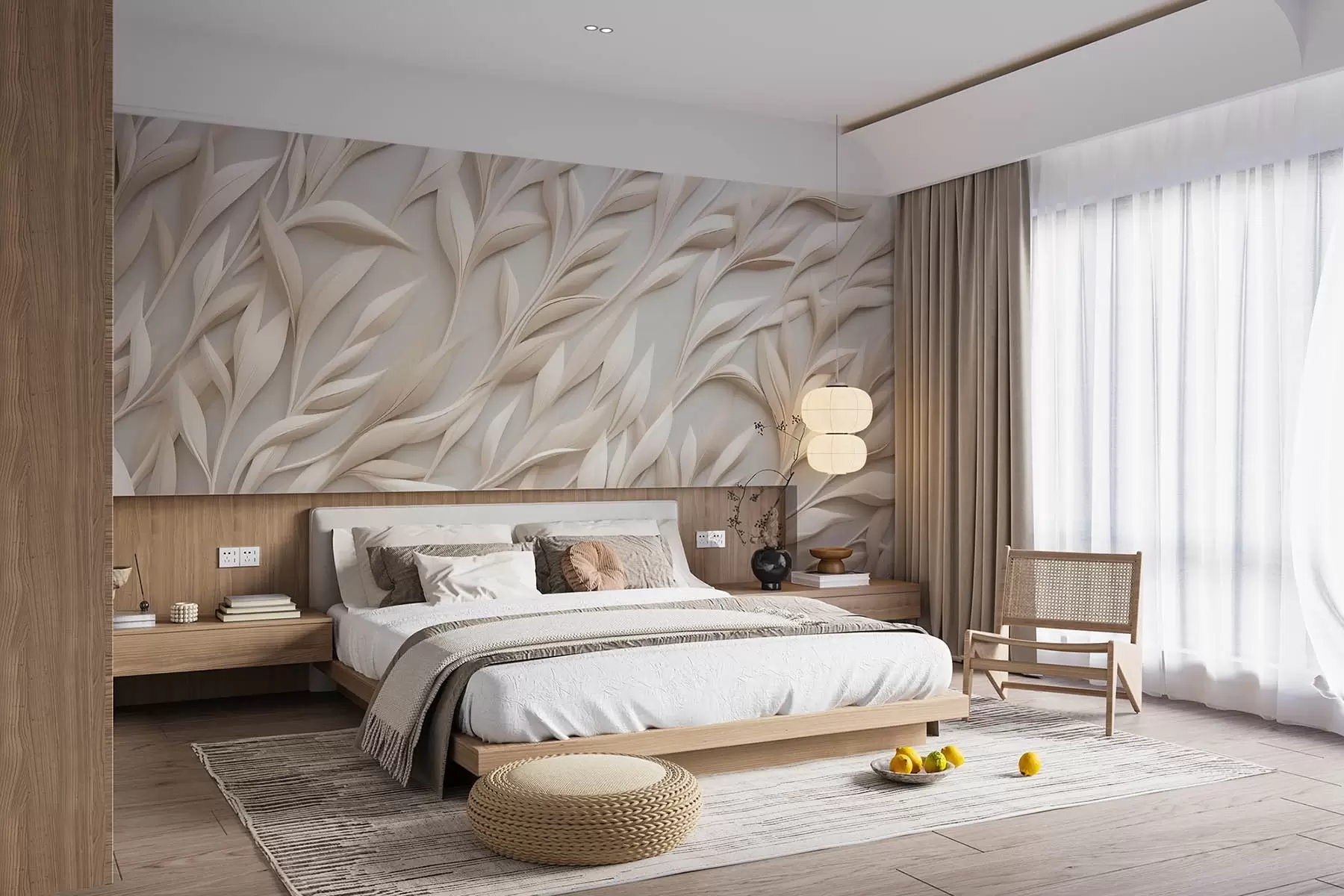 Carta da parati nature Rami su sfondo chiaro 