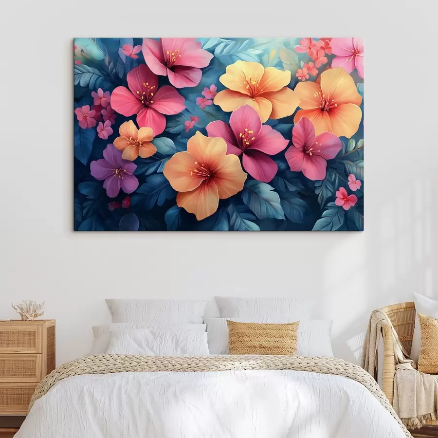 carta da parati Fiori grandi di colore arancione e rosa nr. s42853