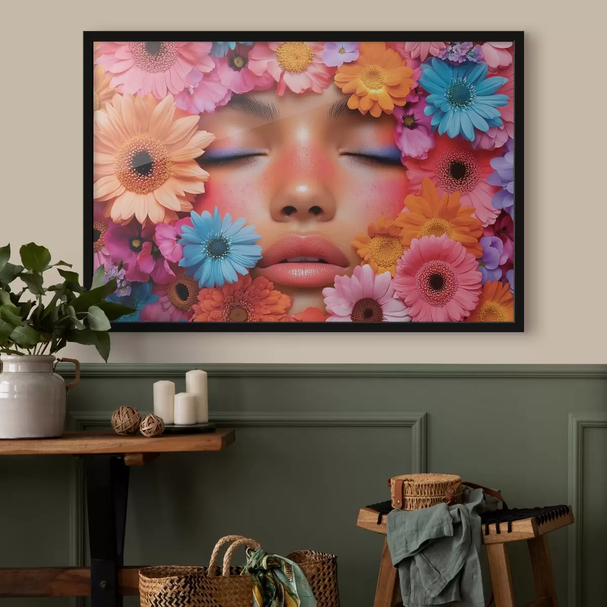 Poster Volto di ragazza tra i fiori f42856