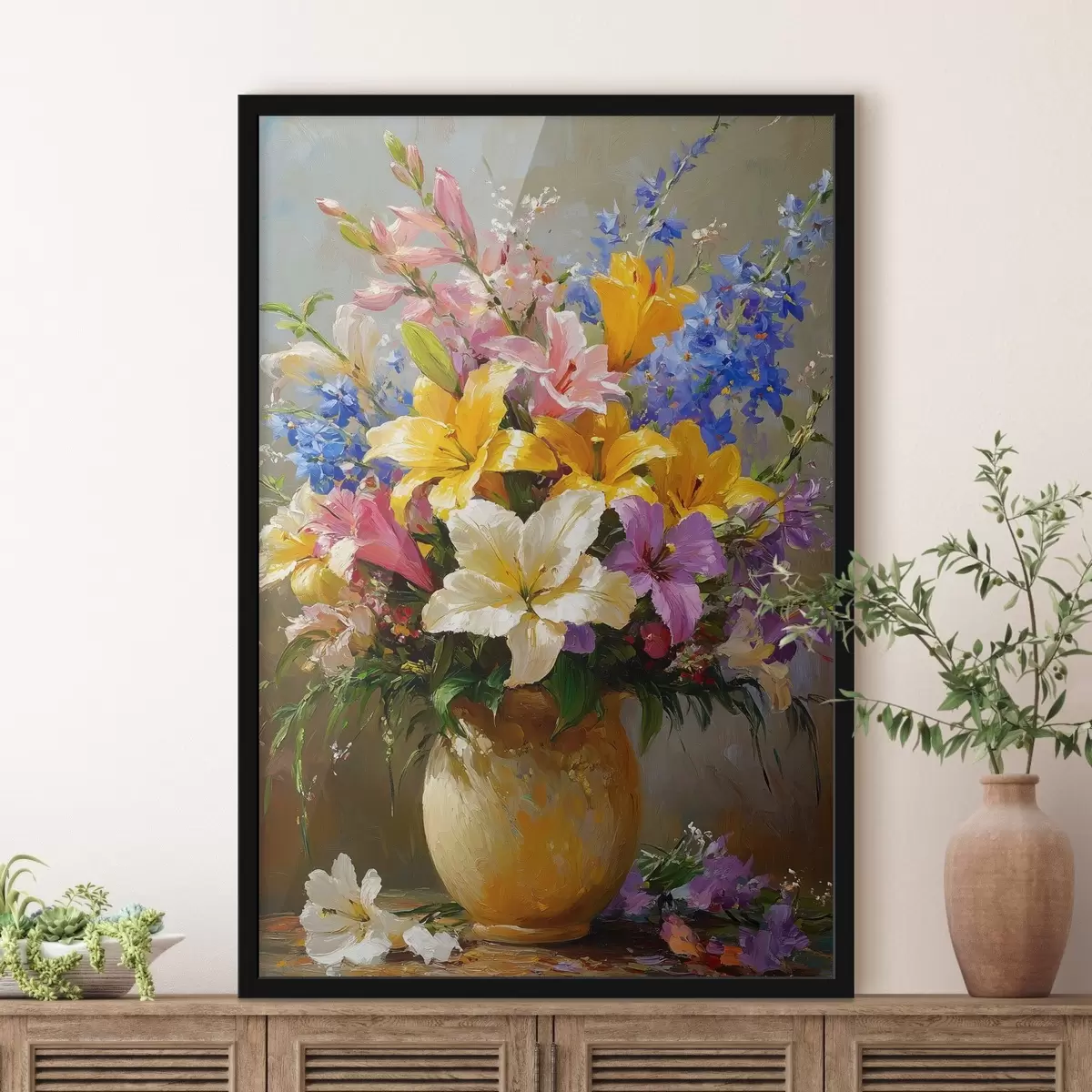 Poster Bouquet luminoso nello stile della pittura ad olio f42864