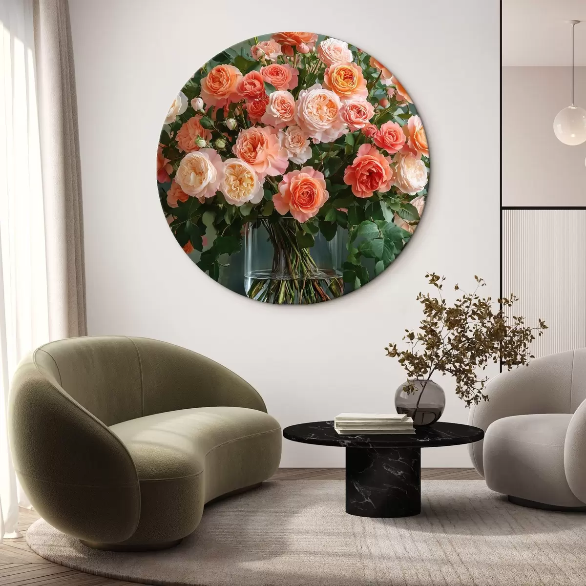 Quadri rotondi Bouquet di rose r42863