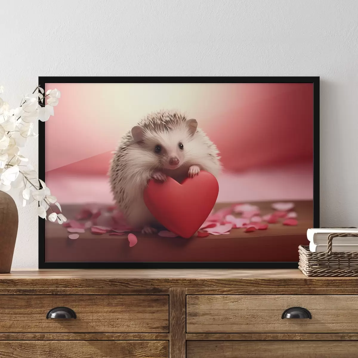 Poster Piccolo riccio con un cuore in mano f42867