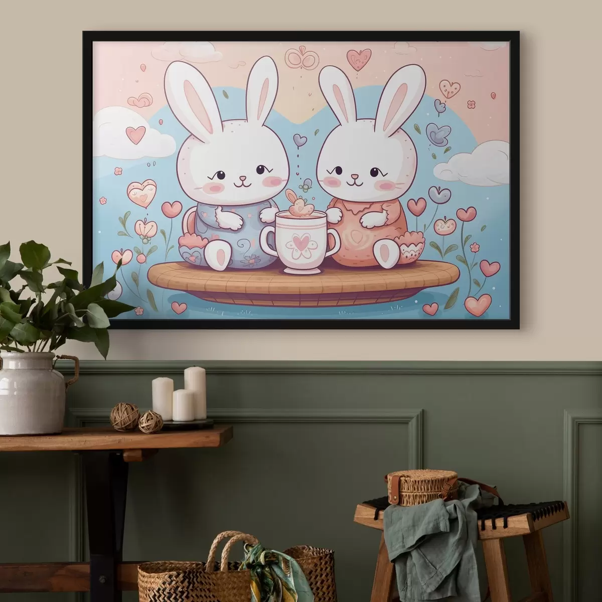 Poster Coniglietti carini, festa del tè f42873