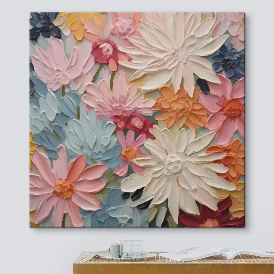 carta da parati Fiori astratti luminosi che imitano le pennellate nr. s42826