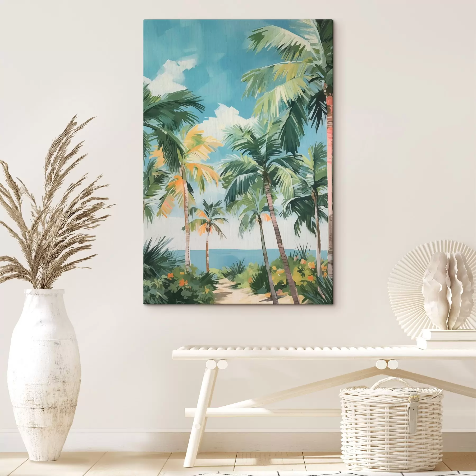 carta da parati Palmeto in riva al mare imitazione della pittura nr. s42840