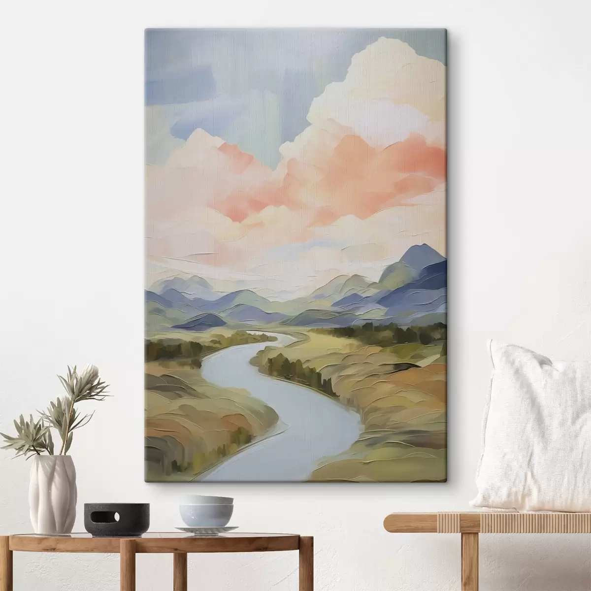 carta da parati Fiume nella valle paesaggio imitazione di pittura nr. s42844