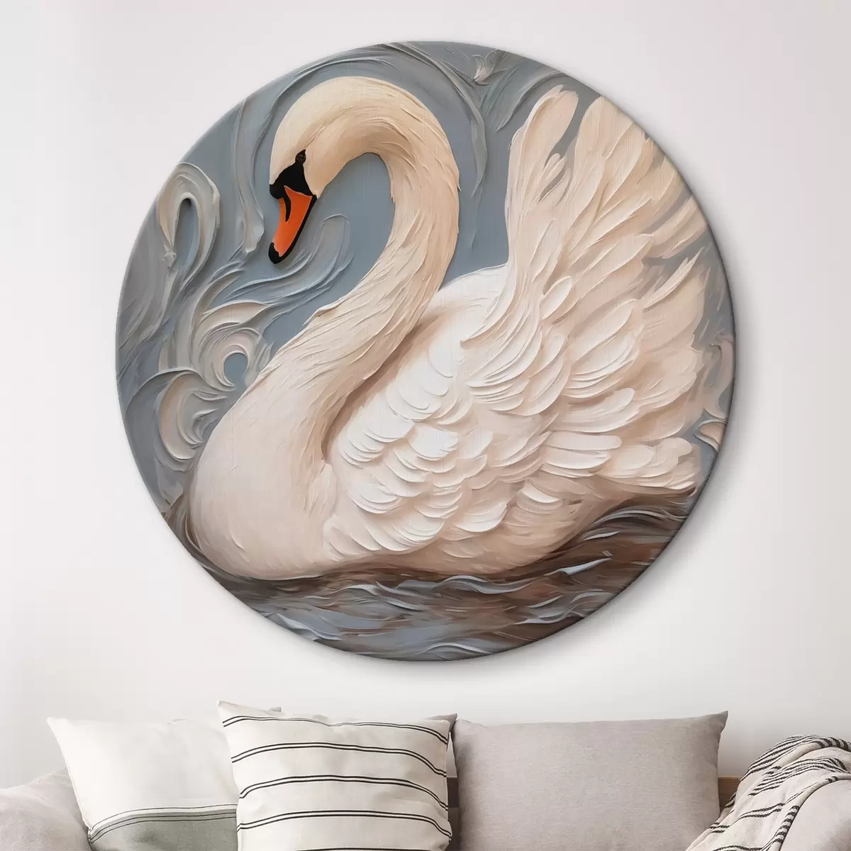 Quadri rotondi Pittura a imitazione del cigno r42829