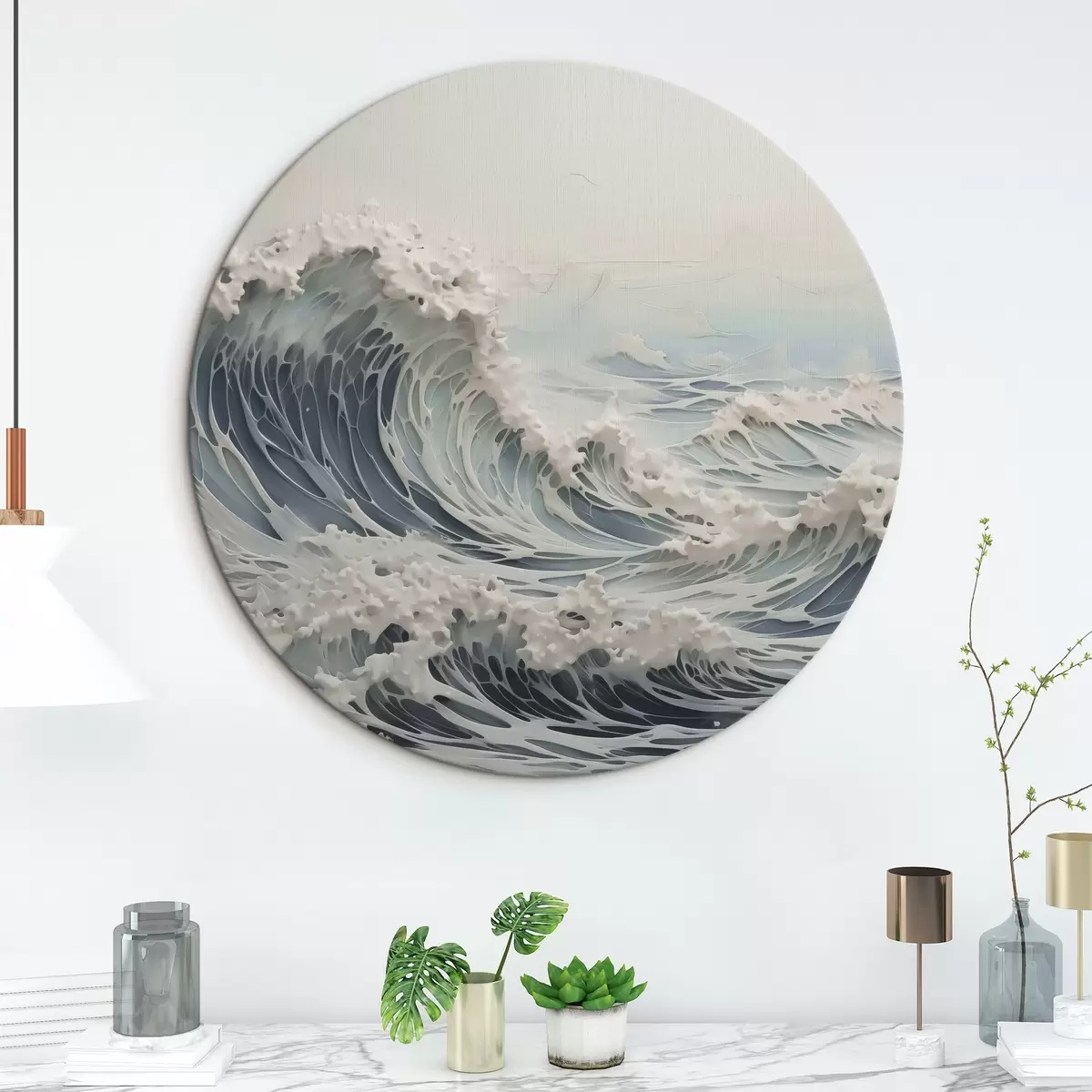 Quadri rotondi Imitazione della pittura delle onde r42832