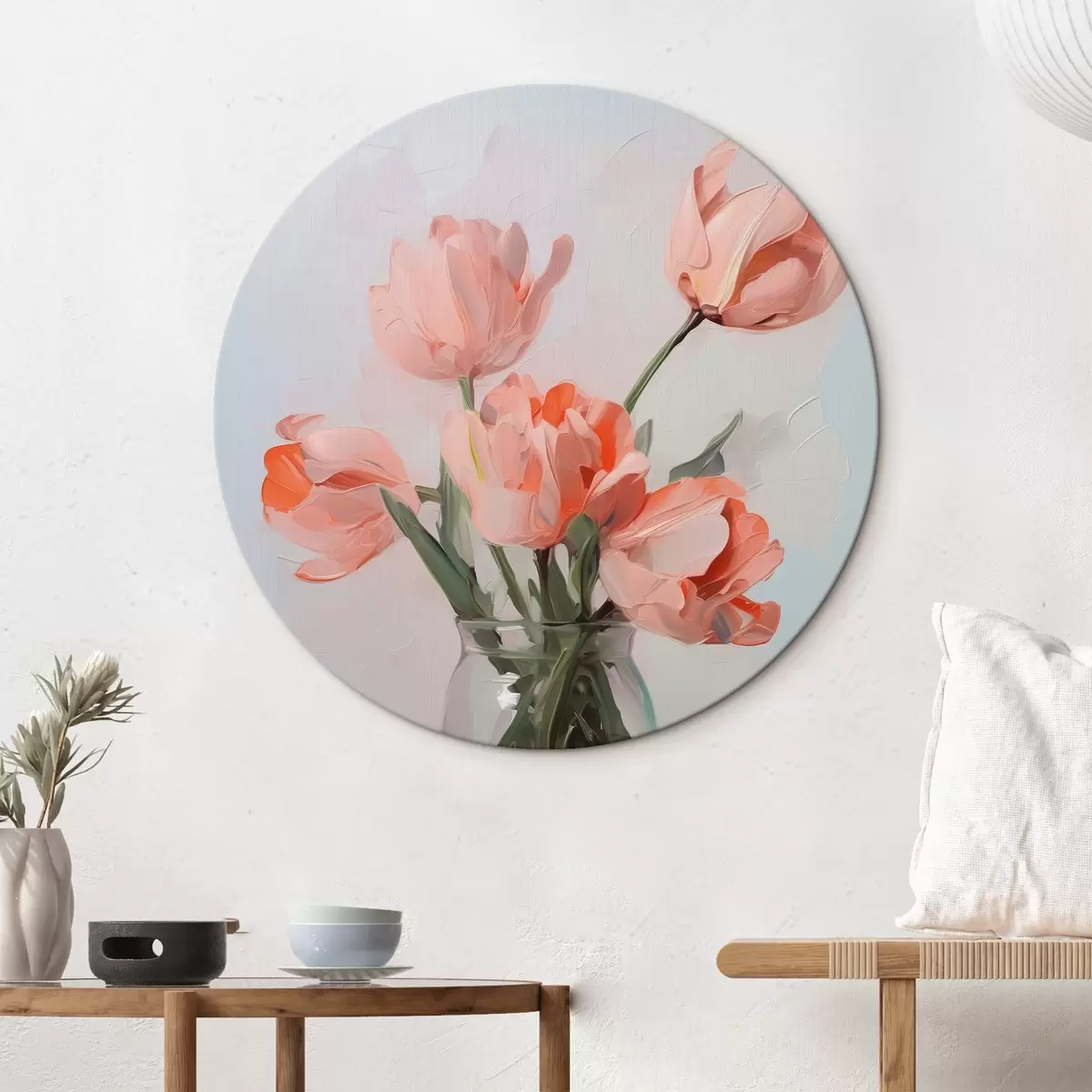 Quadri rotondi Imitazione di tulipani in vaso r42836