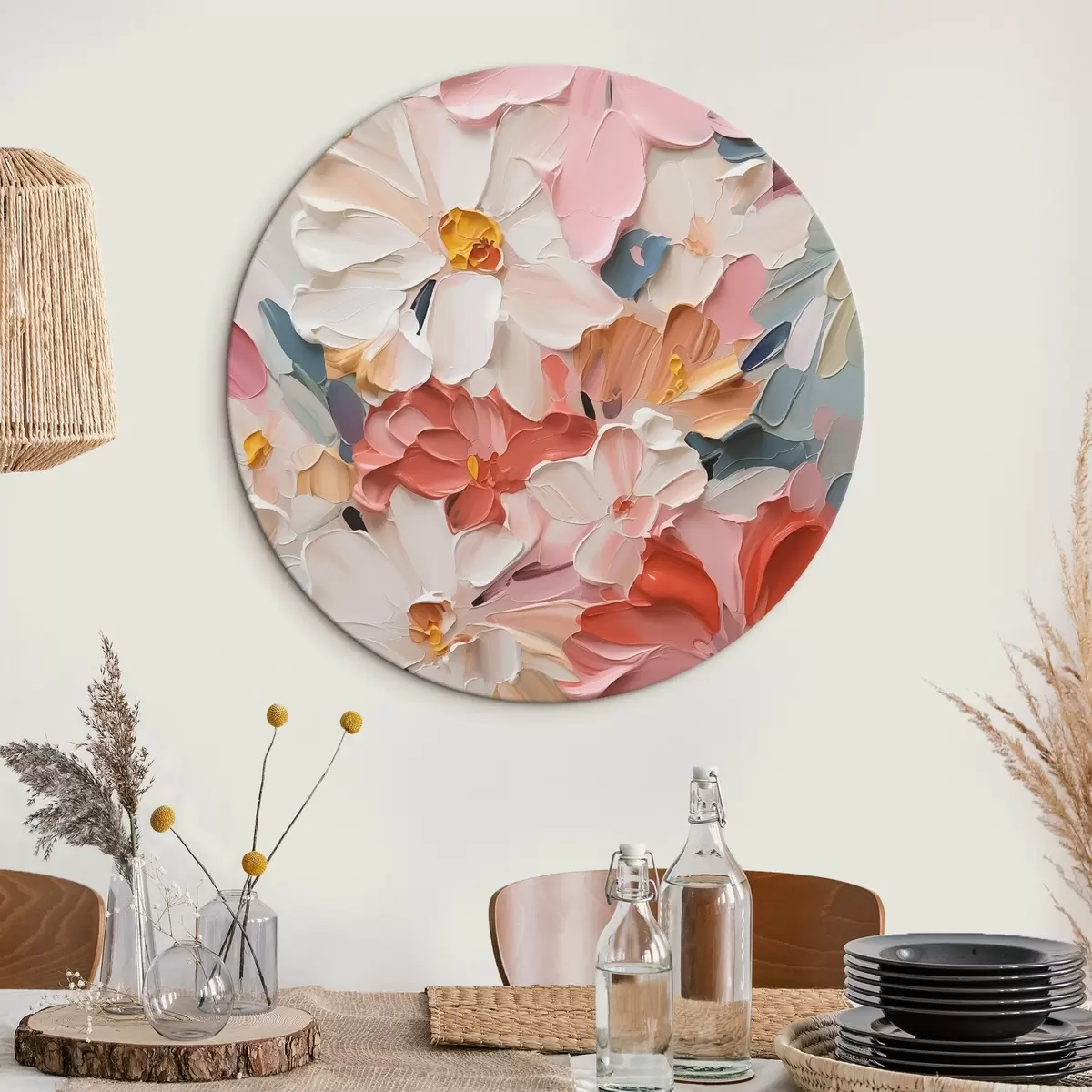 Quadri rotondi Fiori pittura astratta imitazione r42843