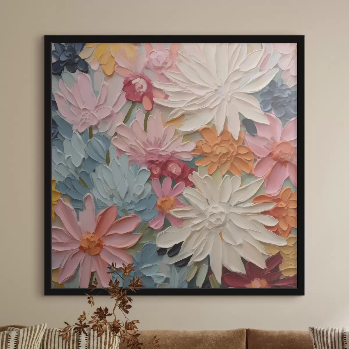 Poster Fiori astratti luminosi che imitano le pennellate f42826