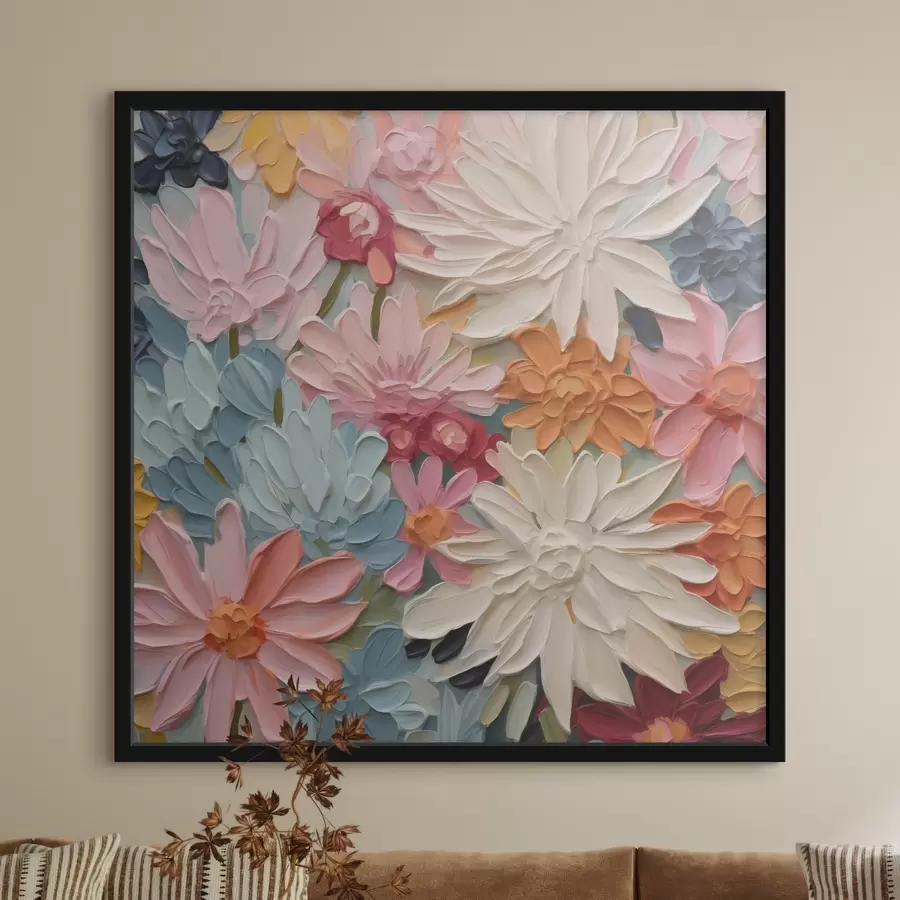 carta da parati Fiori astratti luminosi che imitano le pennellate nr. f42826