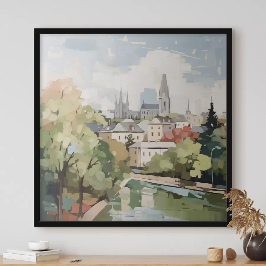 carta da parati Pittura astratta di imitazione del paesaggio urbano nr. f42834