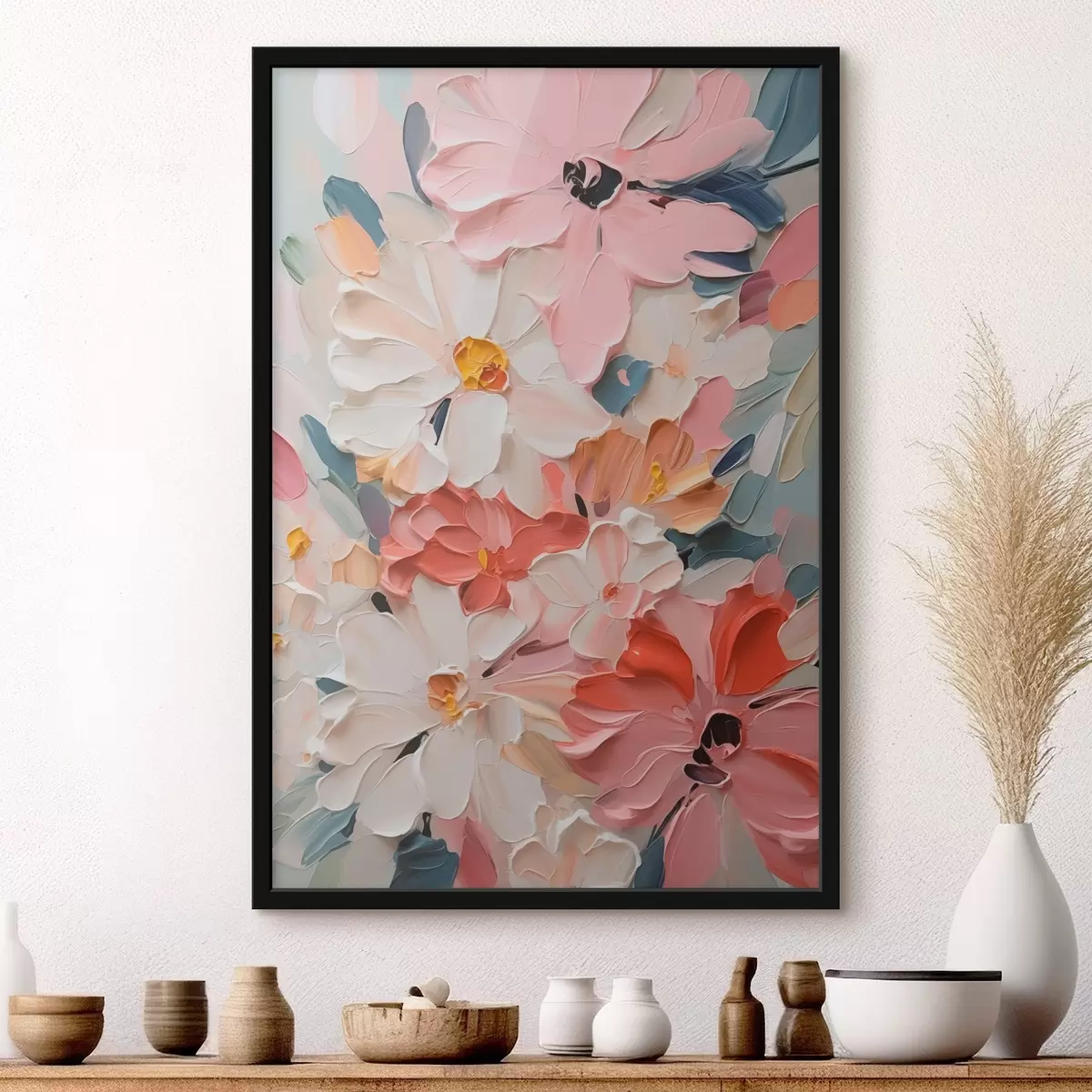 Poster Fiori pittura astratta imitazione f42843