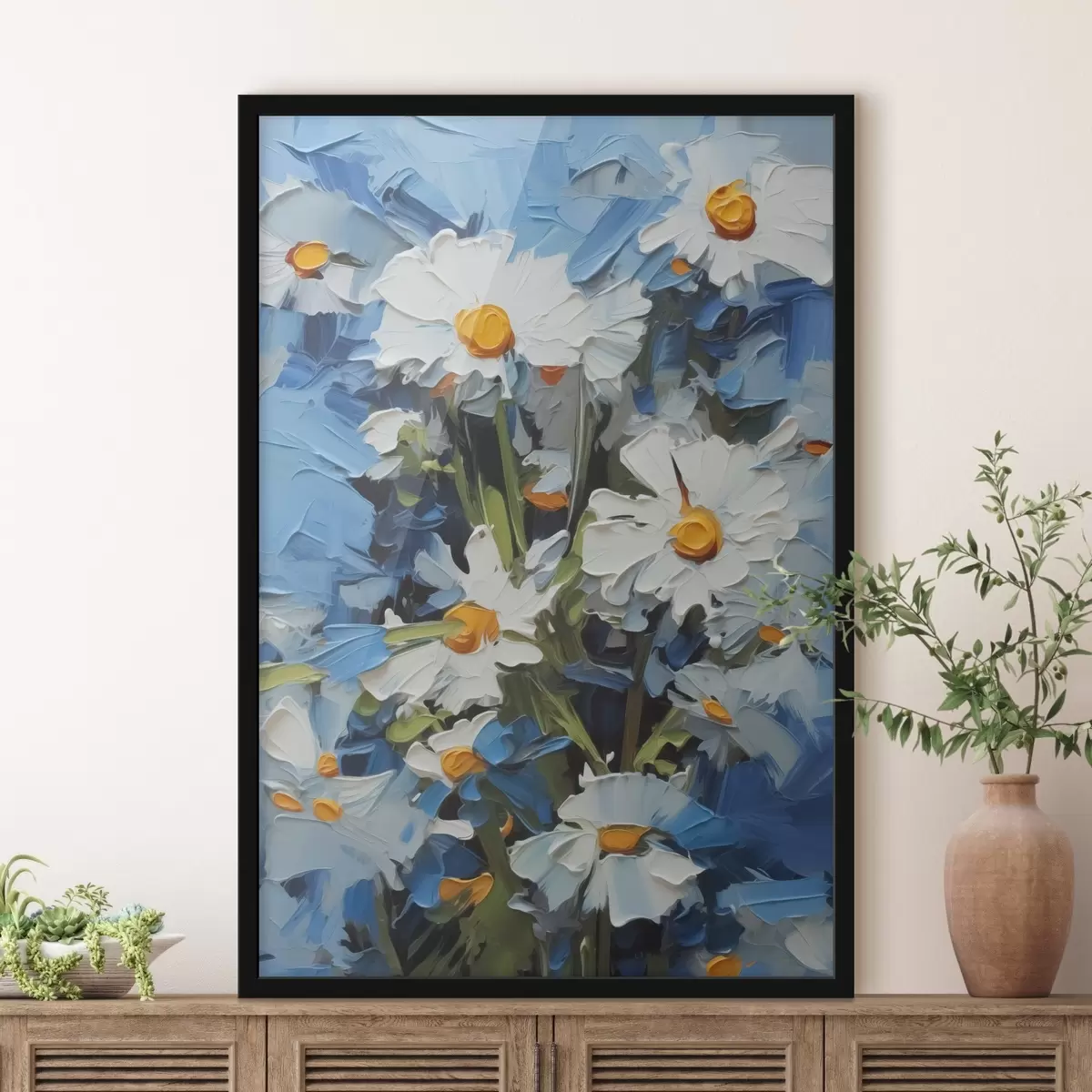 Poster Margherite astratte ad imitazione delle pennellate f42902