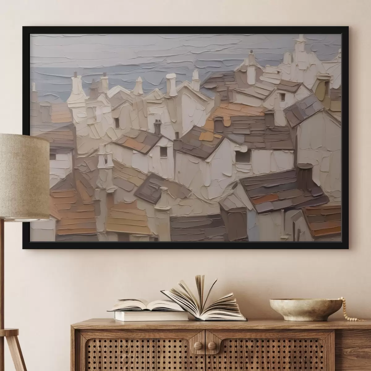 Poster Tetti di case imitazione astratta della pittura f42910