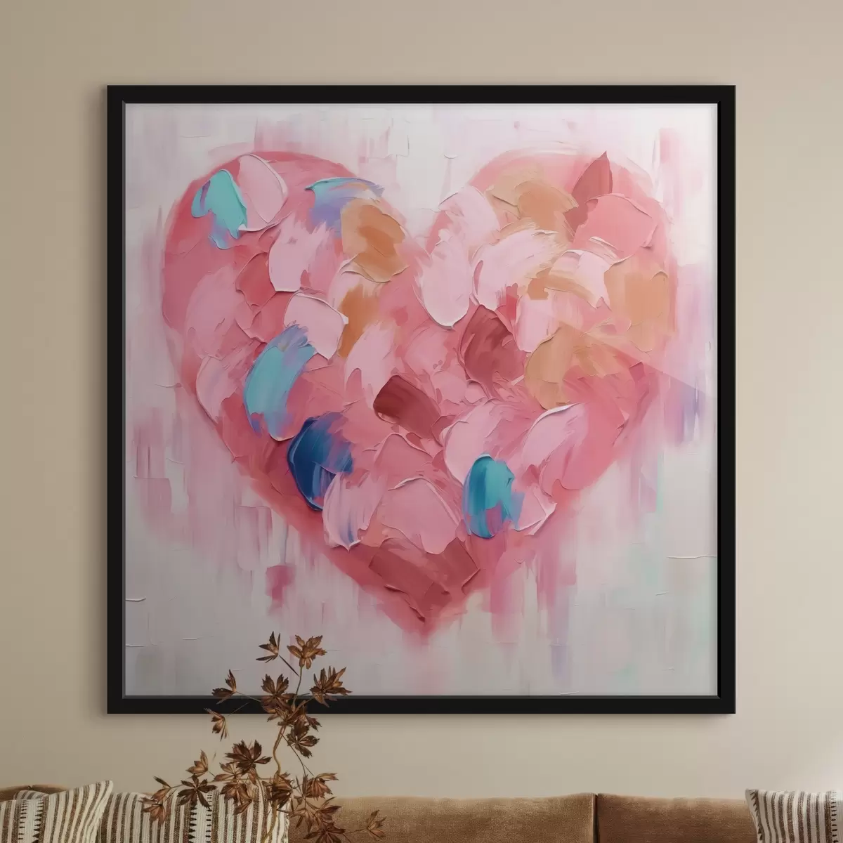 Poster Cuore pennellate astratte di imitazione f42911