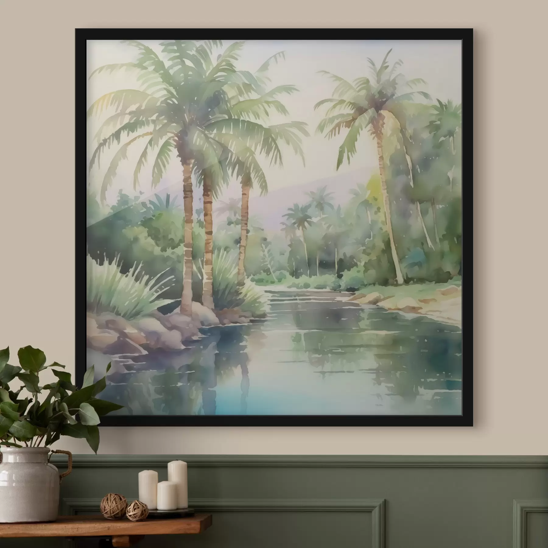 carta da parati Imitazione di paesaggio tropicale ad acquerello nr. f42912